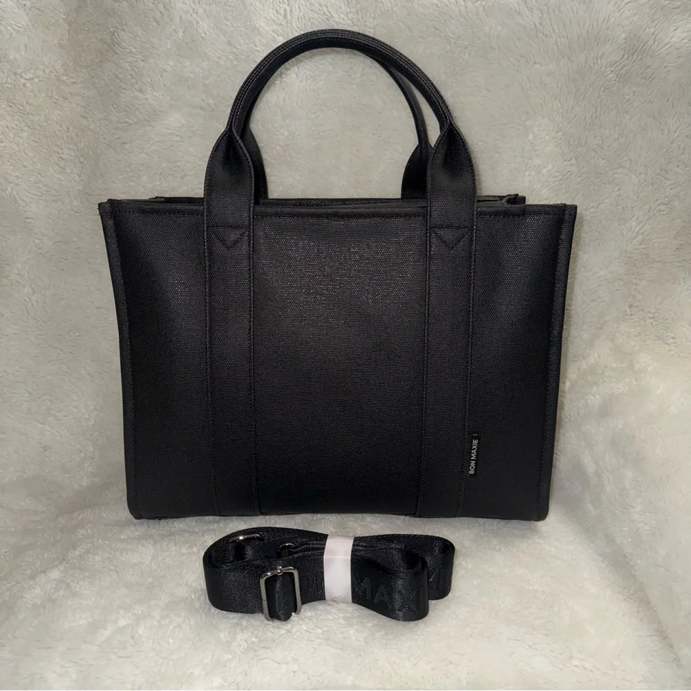 Bon Maxie Small Bon Vivant Tote Black Coated Canvas